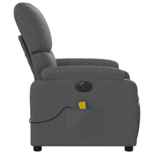 Fauteuil de massage inclinable électrique en tissu gris foncé vidaXL