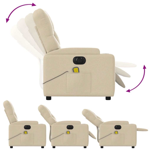 vidaXL Electric Massage Recliner Chair Cream Fabric