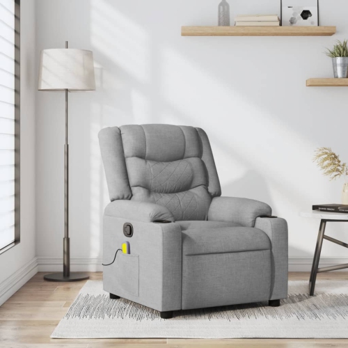 Fauteuil de massage inclinable en tissu gris pâle de vidaXL