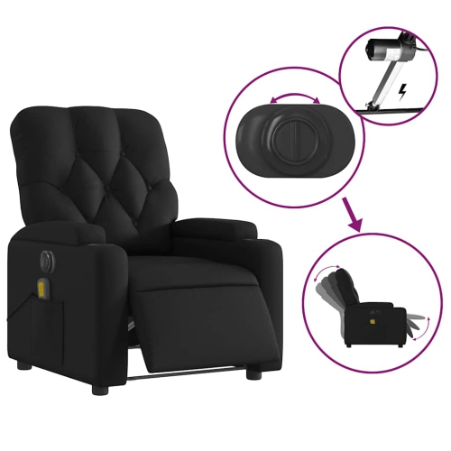 Fauteuil de massage inclinable électrique en similicuir noir vidaXL