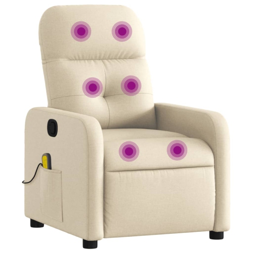 VIDAXL  Massage Recliner Chair Cream Fabric