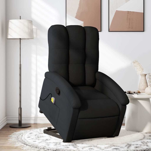 Fauteuil de massage inclinable en tissu noir de vidaXL