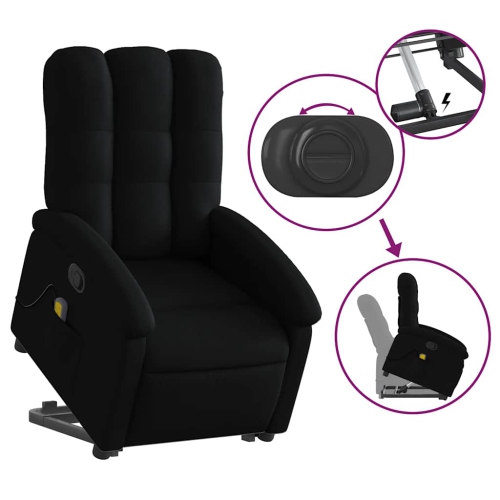 Fauteuil de massage inclinable en tissu noir de vidaXL