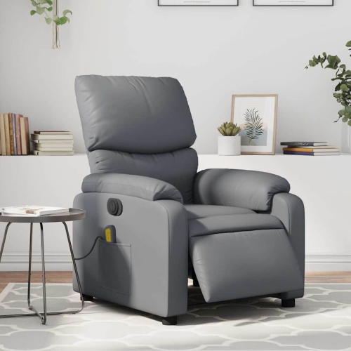 Fauteuil de massage inclinable électrique en similicuir gris vidaXL