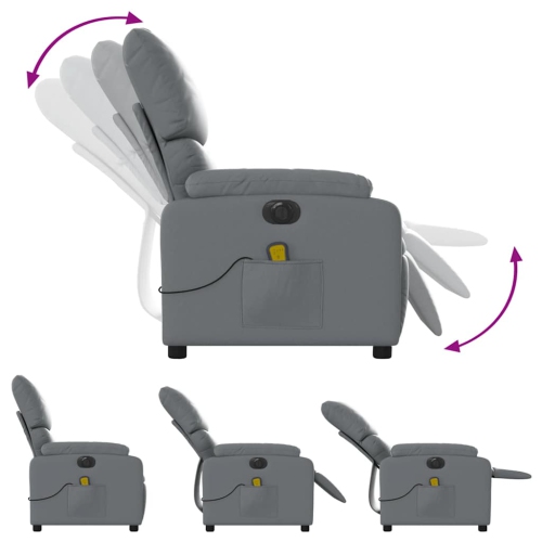 Fauteuil de massage inclinable électrique en similicuir gris vidaXL