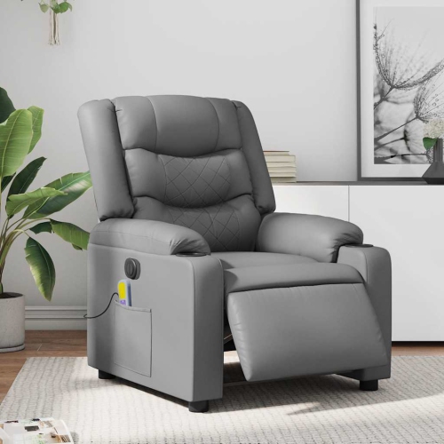 Fauteuil de massage inclinable électrique en similicuir gris vidaXL
