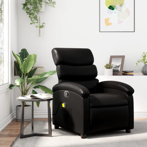 Fauteuil de massage inclinable en similicuir noir vidaXL