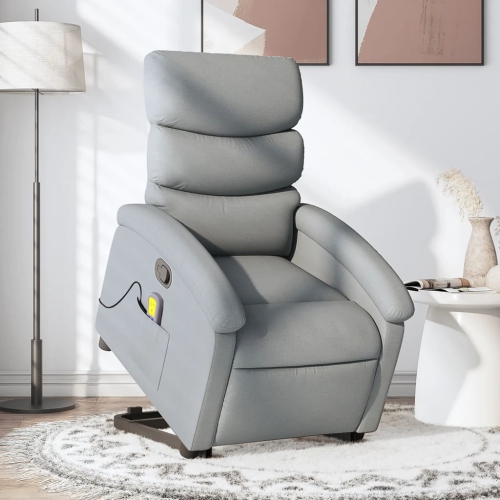 Fauteuil de massage inclinable debout vidaXL en tissu gris pâle
