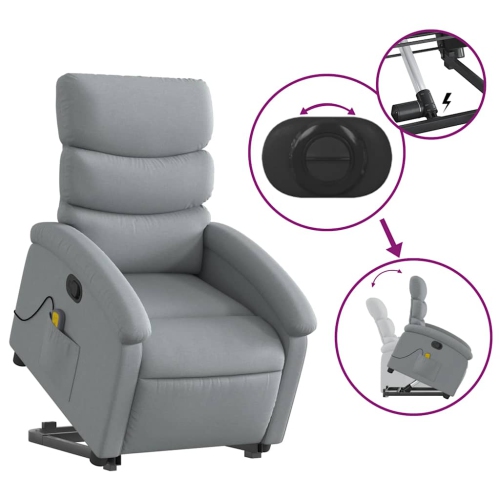 Fauteuil de massage inclinable debout vidaXL en tissu gris pâle