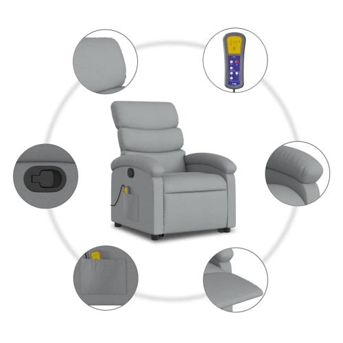 Fauteuil de massage inclinable debout vidaXL en tissu gris pâle