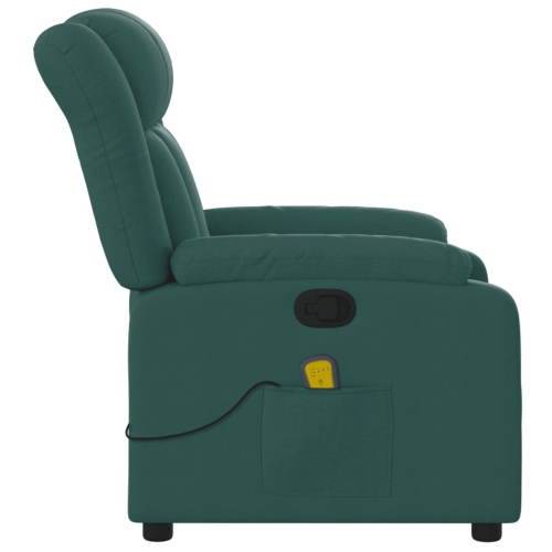 Fauteuil de massage inclinable en tissu vert foncé vidaXL