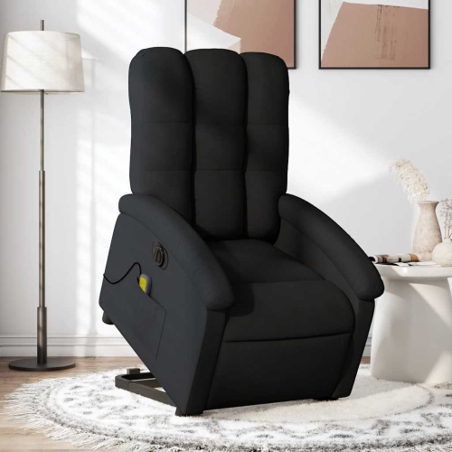 Fauteuil de massage inclinable électrique en tissu noir de vidaXL
