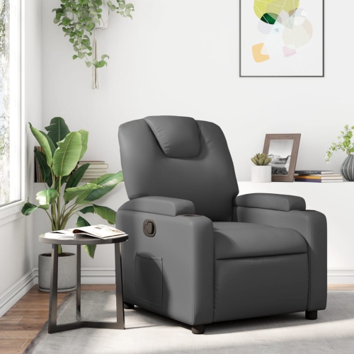 Fauteuil inclinable en similicuir gris vidaXL