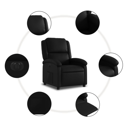 Fauteuil inclinable électrique en similicuir noir vidaXL