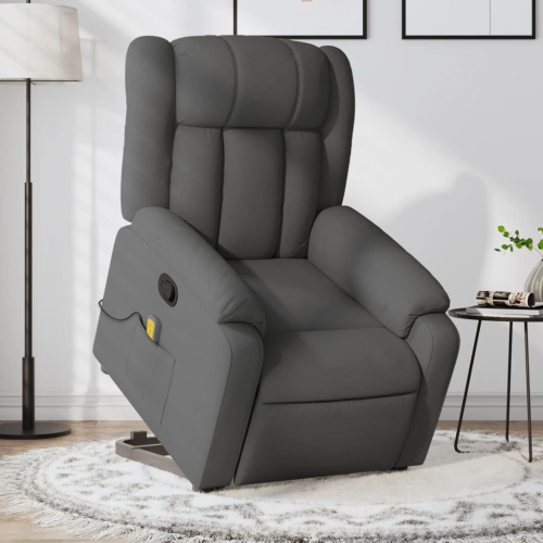 Fauteuil de massage inclinable en tissu gris foncé VidaXL