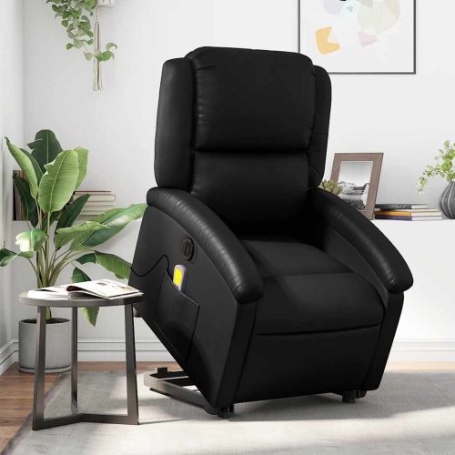 Fauteuil de massage inclinable électrique en similicuir noir de vidaXL