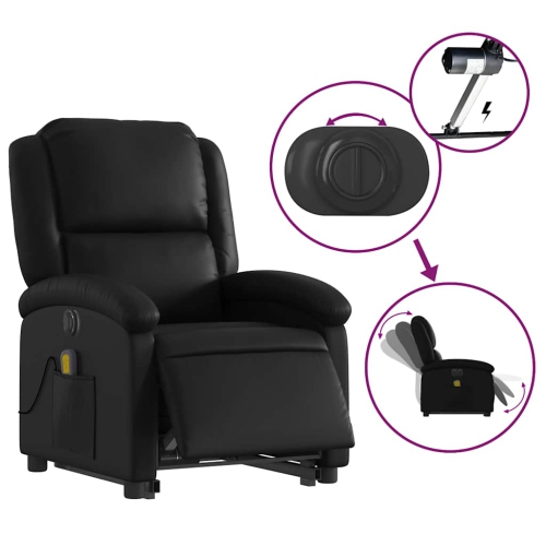 Fauteuil de massage inclinable électrique en similicuir noir de vidaXL