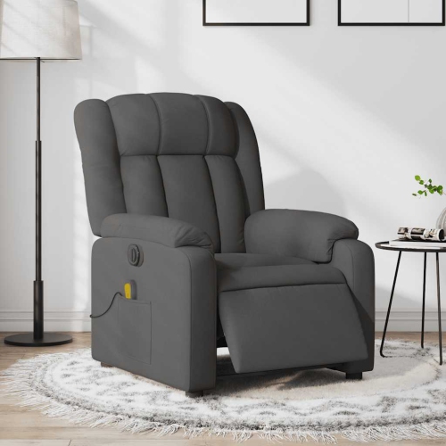 Fauteuil de massage inclinable électrique en tissu gris foncé vidaXL