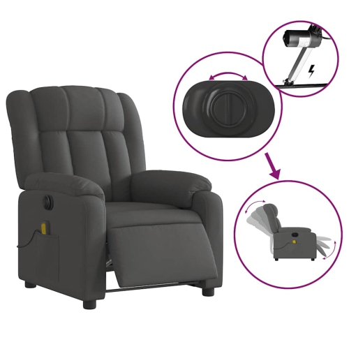 Fauteuil de massage inclinable électrique en tissu gris foncé vidaXL