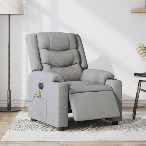 Fauteuil de massage inclinable électrique en tissu gris pâle de vidaXL
