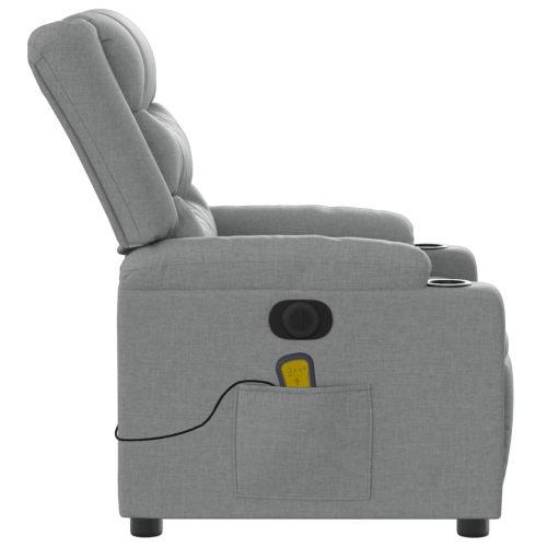 Fauteuil de massage inclinable électrique en tissu gris pâle de vidaXL