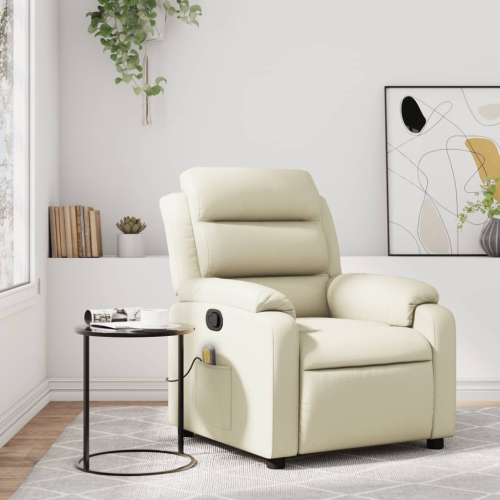 Fauteuil de massage inclinable en similicuir crème de vidaXL