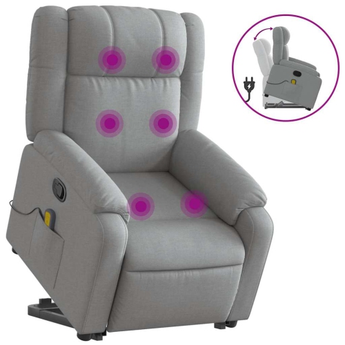 vidaXL Stand up Massage Recliner Chair Light Grey Fabric