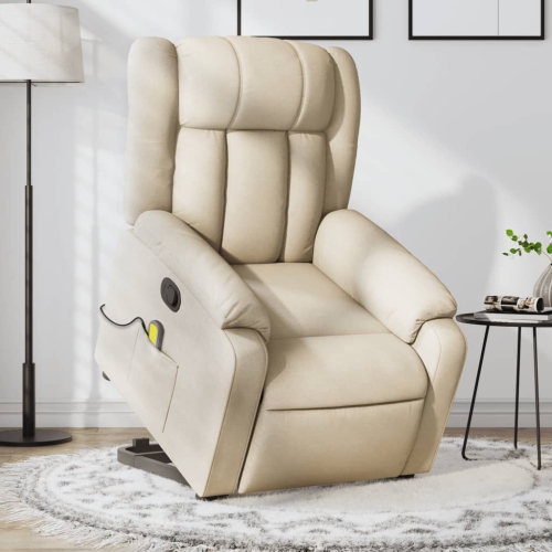 Fauteuil de massage inclinable en tissu crème VidaXL