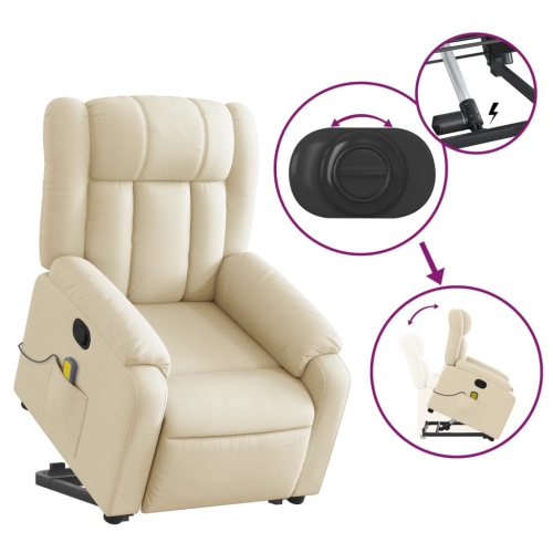 Fauteuil de massage inclinable en tissu crème VidaXL