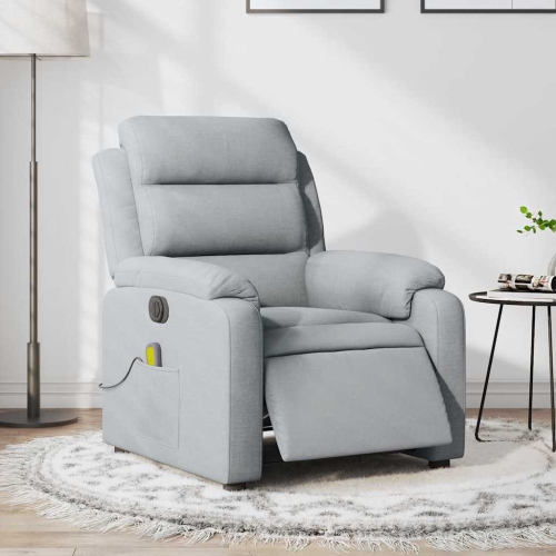 Fauteuil de massage inclinable électrique en tissu gris pâle de vidaXL