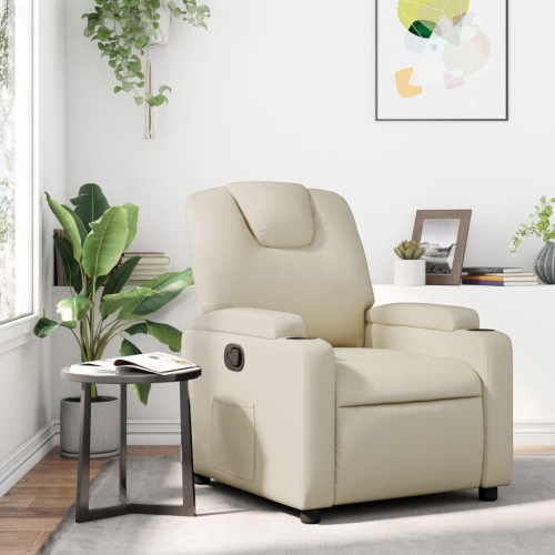 Fauteuil inclinable en similicuir crème vidaXL