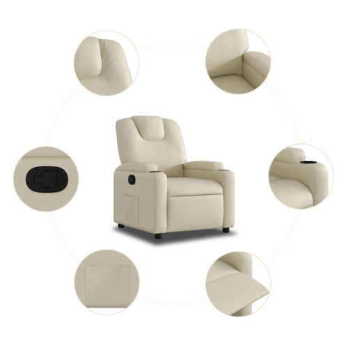 Fauteuil inclinable en similicuir crème vidaXL