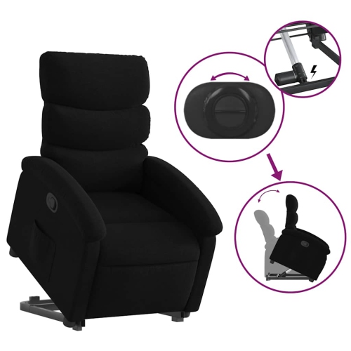 Fauteuil inclinable en tissu noir VidaXL