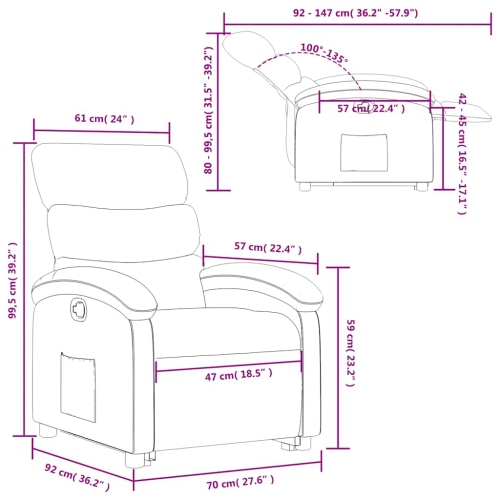 Fauteuil inclinable en tissu noir VidaXL