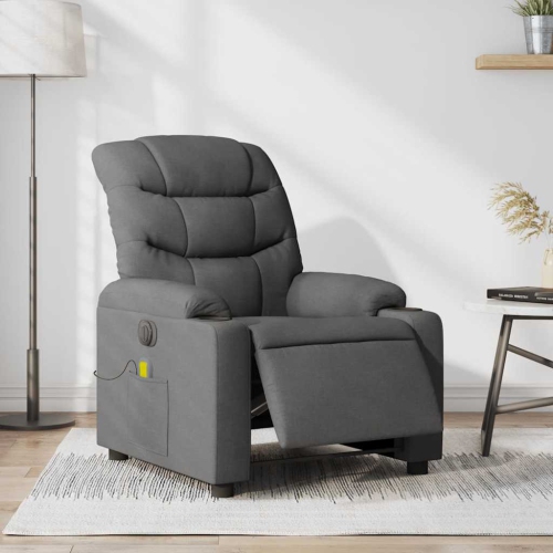 Fauteuil de massage inclinable électrique en tissu gris foncé vidaXL
