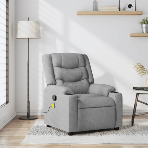 Fauteuil de massage inclinable en tissu gris pâle de vidaXL