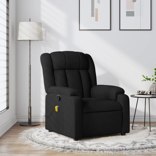Fauteuil de massage inclinable en tissu noir vidaXL