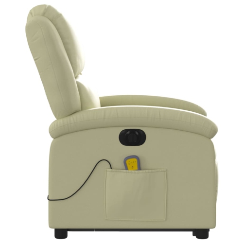 Fauteuil de massage inclinable électrique en cuir véritable crème de vidaXL