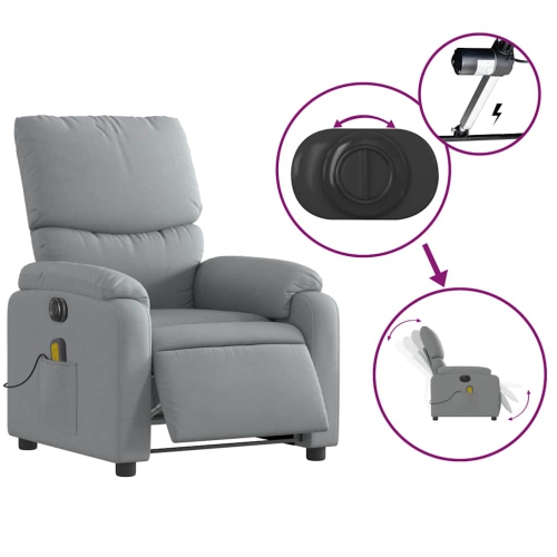 Fauteuil de massage inclinable électrique en tissu gris pâle de vidaXL