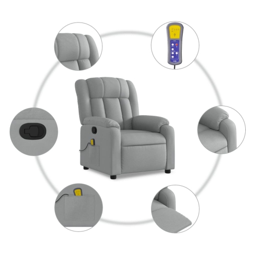 Fauteuil de massage inclinable en tissu gris pâle de vidaXL