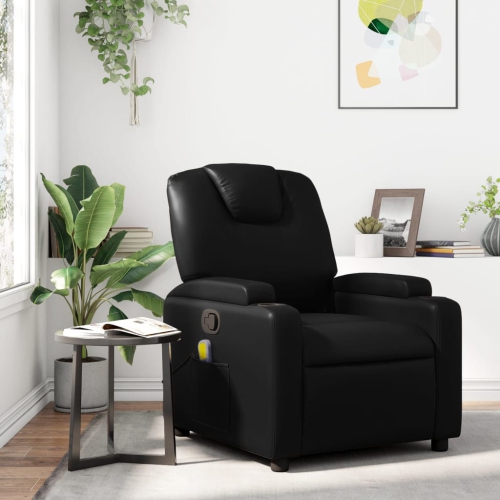 Fauteuil de massage inclinable en similicuir noir vidaXL