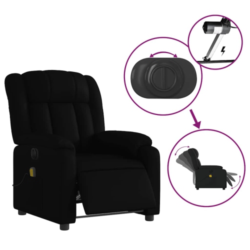 Fauteuil de massage inclinable électrique en similicuir noir vidaXL