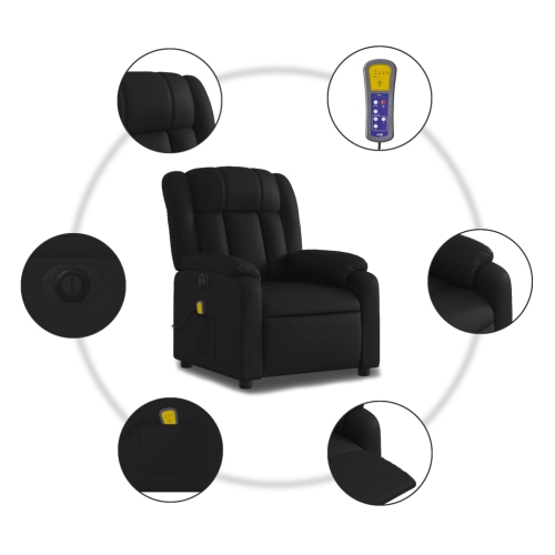 Fauteuil de massage inclinable électrique en similicuir noir vidaXL