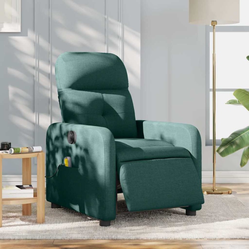 Fauteuil de massage inclinable électrique en tissu vert foncé vidaXL