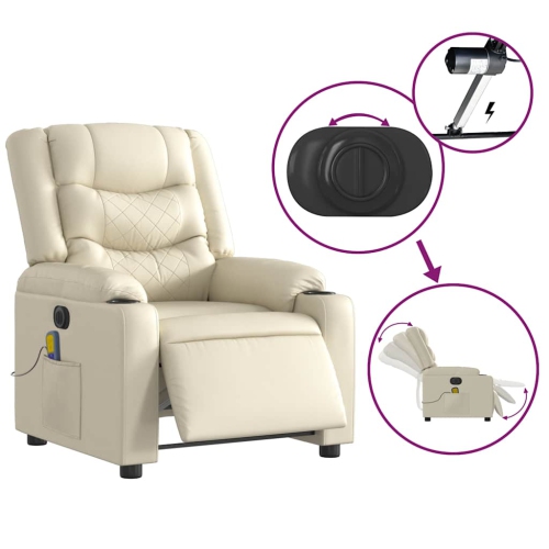 Fauteuil de massage inclinable électrique en similicuir crème de vidaXL