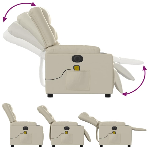 Fauteuil de massage inclinable électrique en similicuir crème de vidaXL