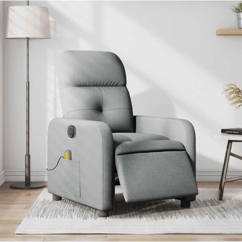Fauteuil de massage inclinable électrique en tissu gris pâle de vidaXL