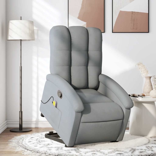 Fauteuil de massage inclinable debout vidaXL en tissu gris pâle