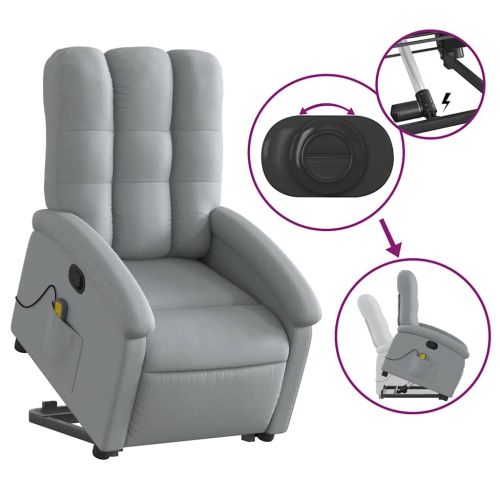Fauteuil de massage inclinable debout vidaXL en tissu gris pâle