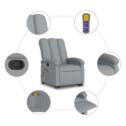 Fauteuil de massage inclinable debout vidaXL en tissu gris pâle